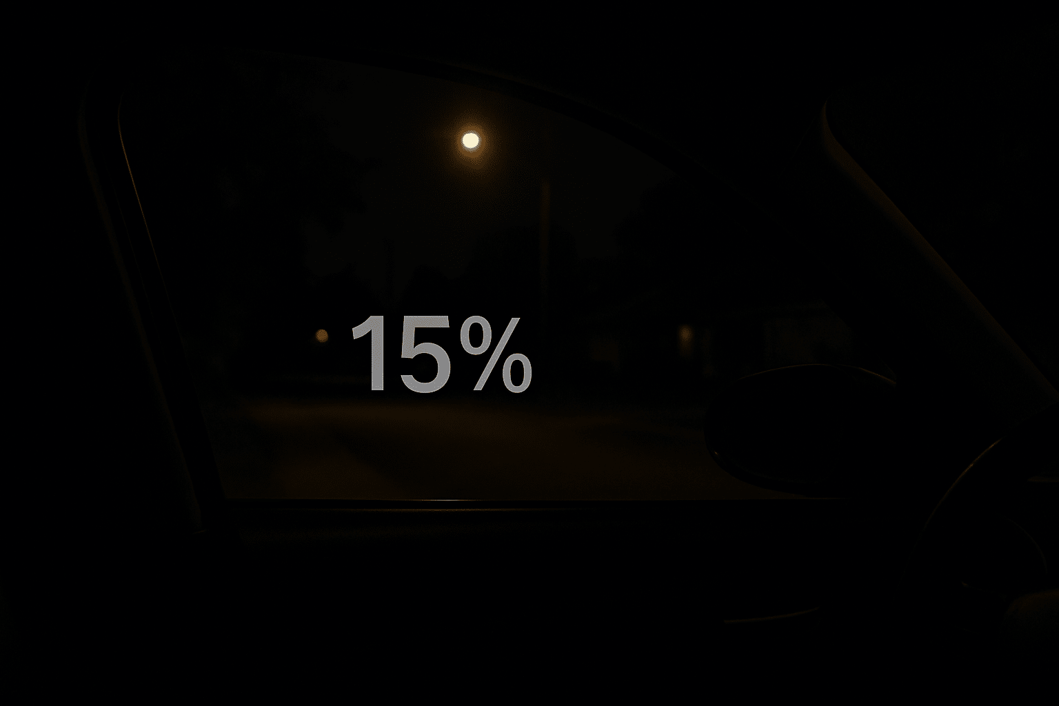 Nighttime View from Inside Car with 15 Percent Tinted Window