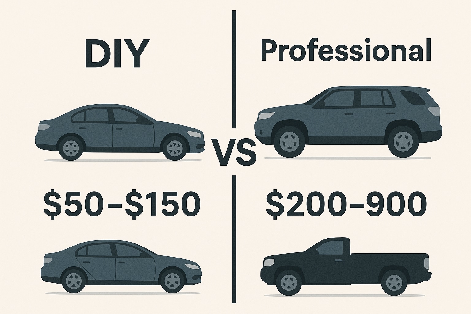 Infographic comparing DIY car tinting costs with professional installation costs.
