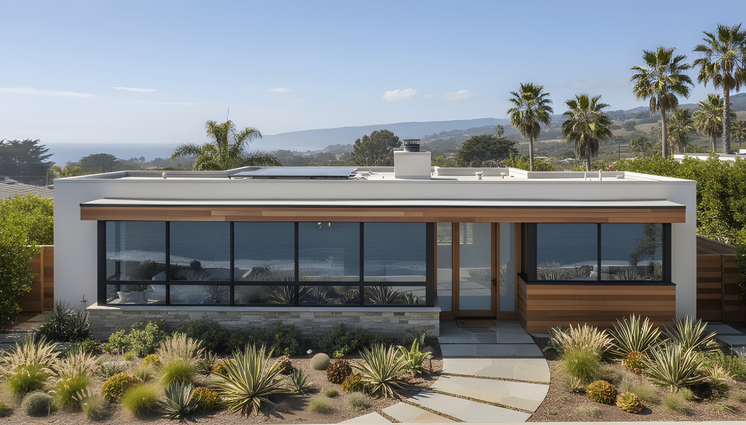 Coastal California home with modern tinted windows providing privacy, comfort, and improved curb appeal