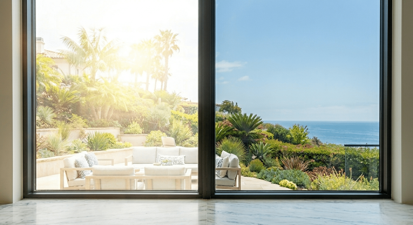 Comparison of tinted and untinted residential windows demonstrating heat reduction and UV protection benefits for homeowners.