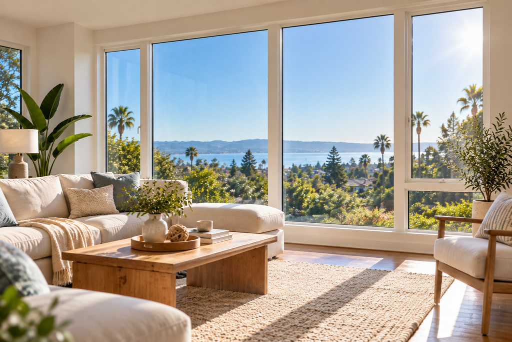Ceramic window film installed on residential living room windows