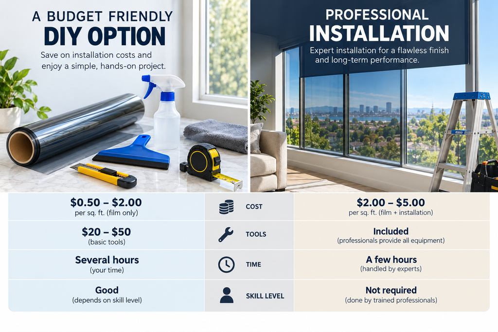 Cost comparison chart of DIY versus professional window tinting