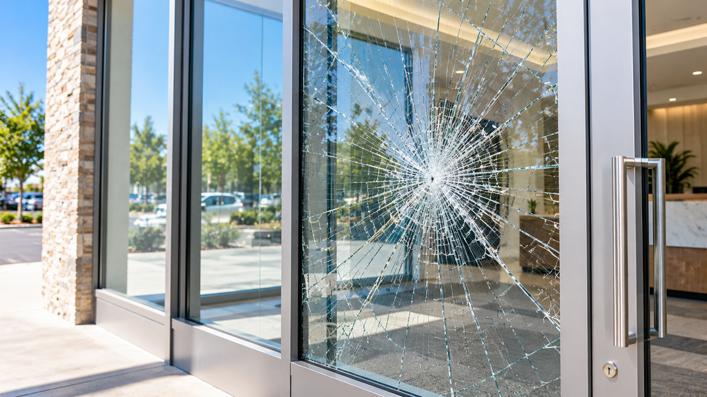 Retail storefront glass with UV protection window film preventing merchandise fading